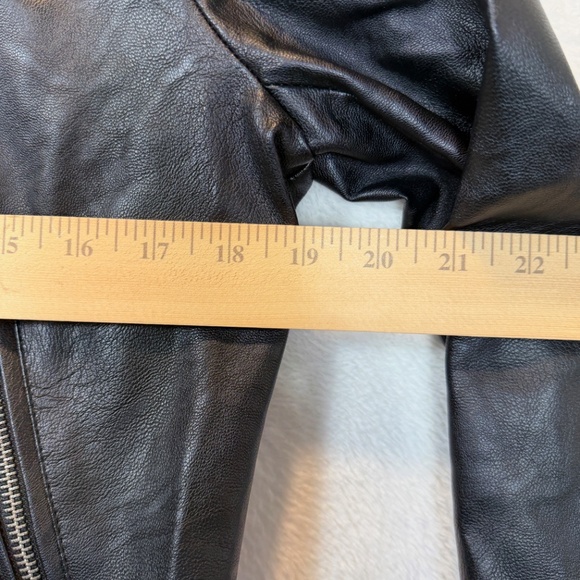 SWS Motorcycle Jacket Womens Size Large Black Faux Leather Embroidered Bikercore - Picture 7 of 9